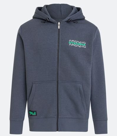 Saco en Algodón con Capucha y Lettering en el Pecho y Mangas