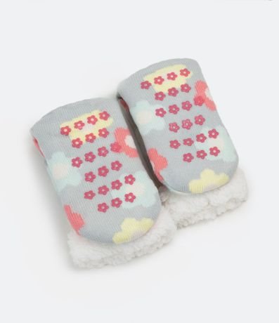 Media de Punto Infantil Estampado Margaritas - Talle P al G 2