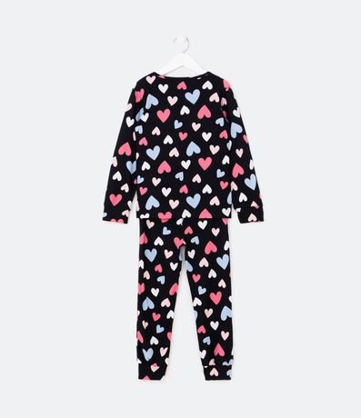 Pijama Largo Infantil Peach Touch Estampado Corazones de Colores - Talle 4 a 14 años 3