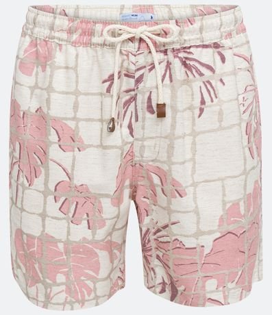Bermuda en Lino con Cintura Elástica y Estampado Praiana 6