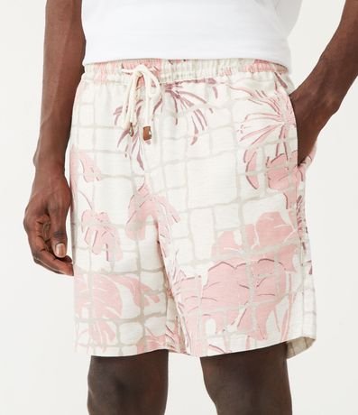 Bermuda en Lino con Cintura Elástica y Estampado Praiana 2
