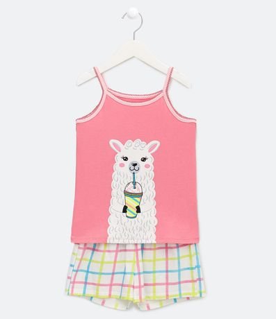 Pijama Corto Infantil Estampado Llama - Talle 5 a 14 años 1