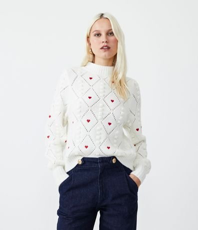 Blusa en Punto con Textura y Corazones 1