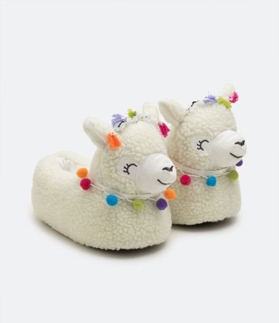 Pantufla Cierrada Infantil en Fleece de Llama con Pompones - Talle 30 al 35/36