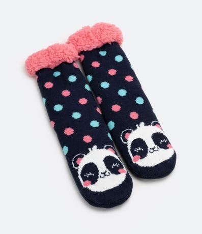 Media Larga Infantil en Punto con Lunares y Estampado de Panda - Talle P al G