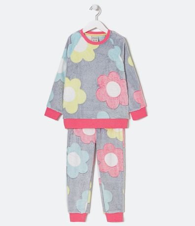 Pijama Largo Infantil en Fleece con Estampado de Margaritas - Talle 5 a 14 años 1