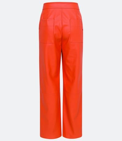 Pantalón Recto en Material Sintético con Botón Diferenciado 6