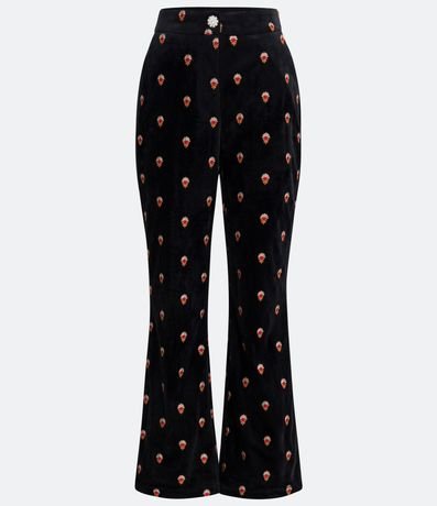 Pantalón Flare en Terciopelo con Bordados de Corazones Contrastantes 5