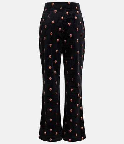 Pantalón Flare en Terciopelo con Bordados de Corazones Contrastantes 6