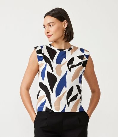 Blusa Sin Manga en Viscolycra con Estampado Follaje Diferenciada
