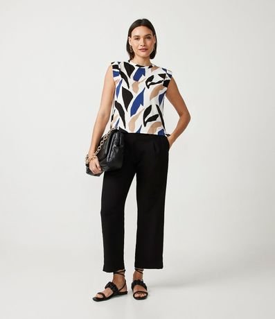 Blusa Sin Manga en Viscolycra con Estampado Follaje Diferenciada 2