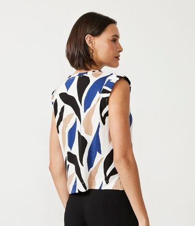 Blusa Sin Manga en Viscolycra con Estampado Follaje Diferenciada 3