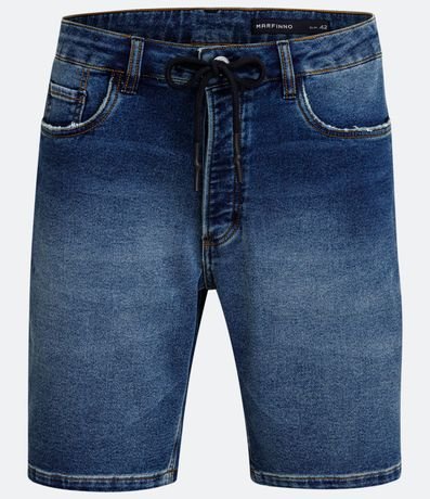 Bermuda Slim Jeans con Cordón y Desgastes 1