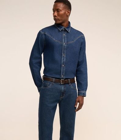 Pantalón Recto Jeans con Bolsillos y Barra Doble 3