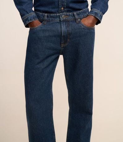 Pantalón Recto Jeans con Bolsillos y Barra Doble 4