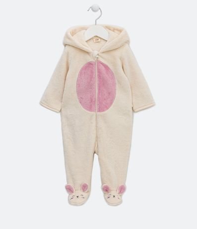 Mono Infantil en Fleece con Capucha y Bordado de Coneja - Talle 0 a 18 meses 1