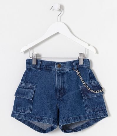 Short Infantil Jeans con Bolsillos Cargo y Cadena - Talle 5 a 14 años 1