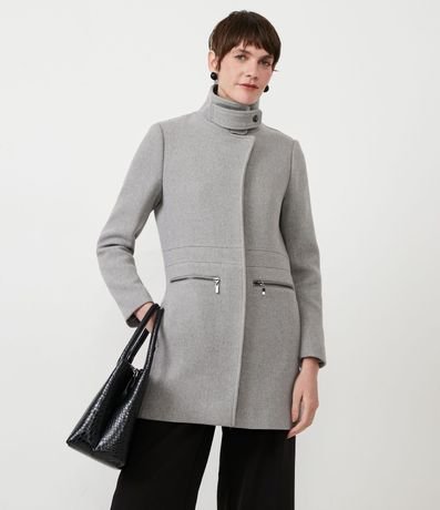 Saco Alargado con Abotonado Frontal y Cremallera en los Bolsillos 1