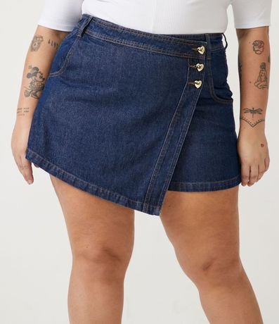 Short Pollera Jeans con Botón de Corazón Curve & Plus Size 1