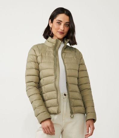 Campera Puffer en Poliamida con Cuello Alto