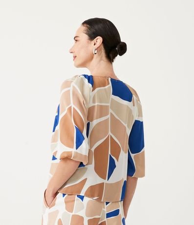 Camisa en Crepé con Manga 3/4 y Estampado de Follaje Diferenciada 3