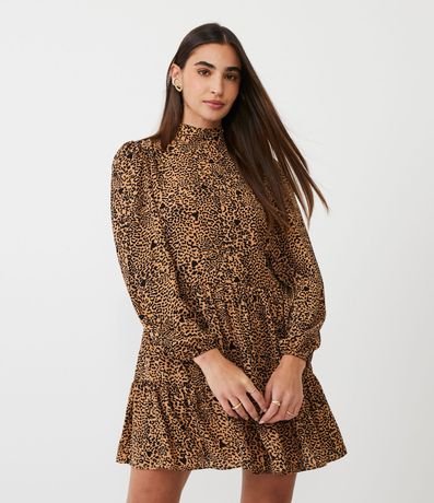Vestido Corto en Chiffon con Estampado Animal Print Jaguar 1