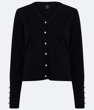 Cardigan en Punto con Manga Abullonada y Botón Perla 5