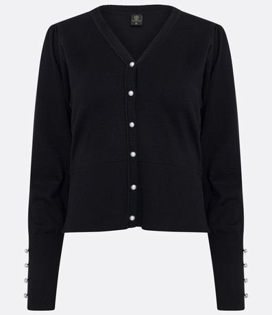 Cardigan en Punto con Manga Abullonada y Botón Perla 7