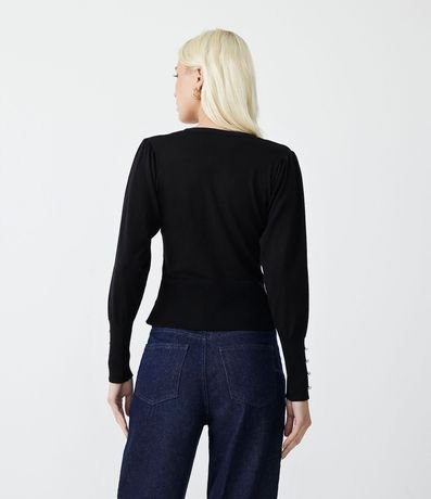 Cardigan en Punto con Manga Abullonada y Botón Perla 3