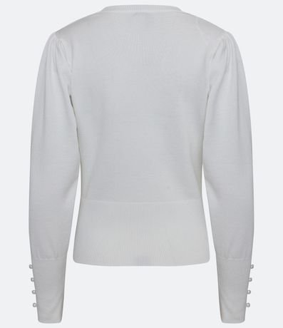 Cardigan en Punto con Manga Abullonada y Botón Perla 6