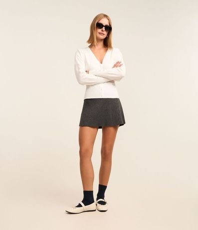 Cardigan en Punto con Manga Abullonada y Botón Perla 2