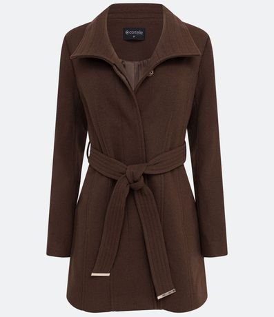 Saco  Alargado en Polivelour con Cuello Pespuntado y Cinturón 8