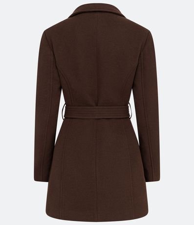 Saco  Alargado en Polivelour con Cuello Pespuntado y Cinturón 9