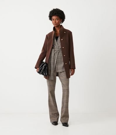 Saco  Alargado en Polivelour con Cuello Pespuntado y Cinturón 2