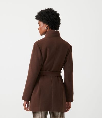 Saco  Alargado en Polivelour con Cuello Pespuntado y Cinturón 3