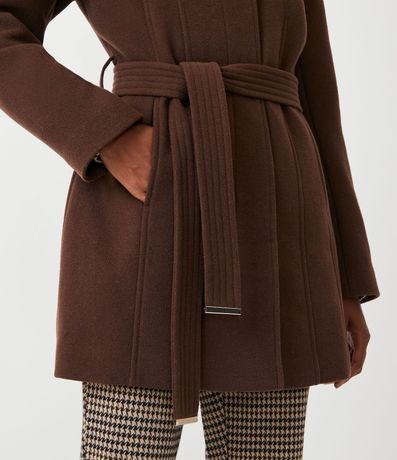 Saco  Alargado en Polivelour con Cuello Pespuntado y Cinturón 5