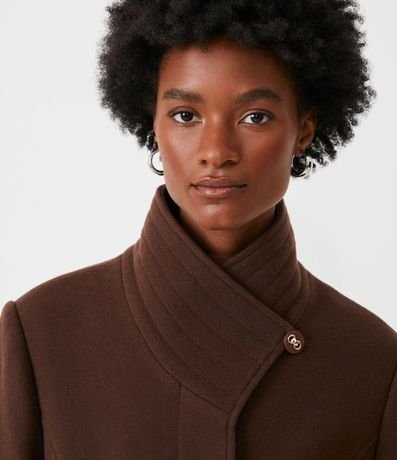 Saco  Alargado en Polivelour con Cuello Pespuntado y Cinturón 7