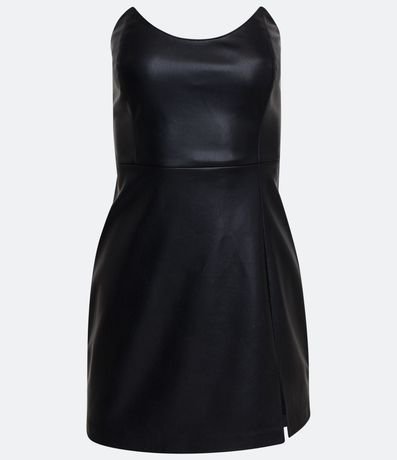 Vestido Corto Sin Breteles en Material Sintético con Abertura 5