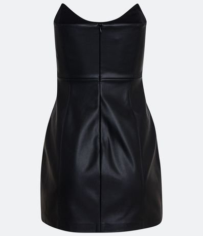 Vestido Corto Sin Breteles en Material Sintético con Abertura 6