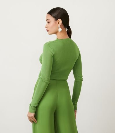 Blusa en Punto Acanelado con Cutout en Manga Larga 3