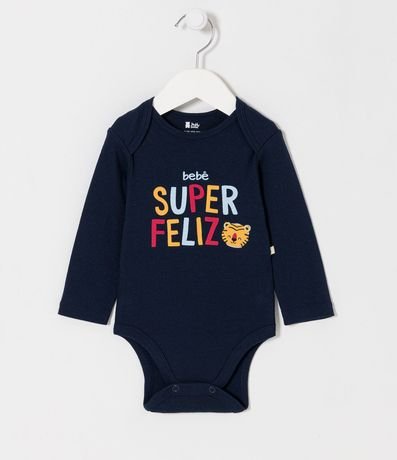 Body Infantil con Estampado en Lettering Bebê Super Feliz - Talle 0 a 24 meses 1