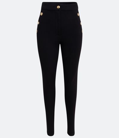 Pantalón Legging en Punto Roma con Botones Metalizados 5