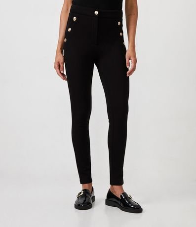 Pantalón Legging en Punto Roma con Botones Metalizados 3