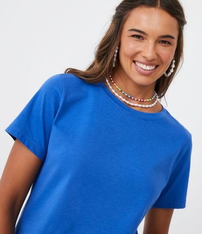 Blusa Alargada Básica en Algodón con Cuello Redondo y Manga Corta 1