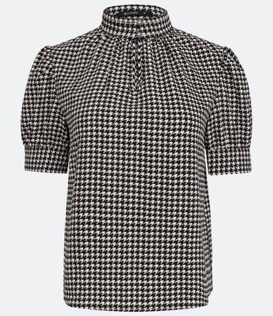 Blusa con Manga Abullonada y Estampa Pied-de-Poule 1