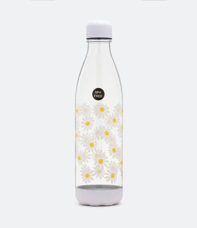 Botella Plástica Transparente con Estampado de Margaritas 1litro 1