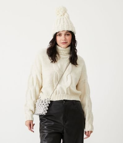 Blusa en Punto con Cuello Alto y Puntos DIferenciados 1