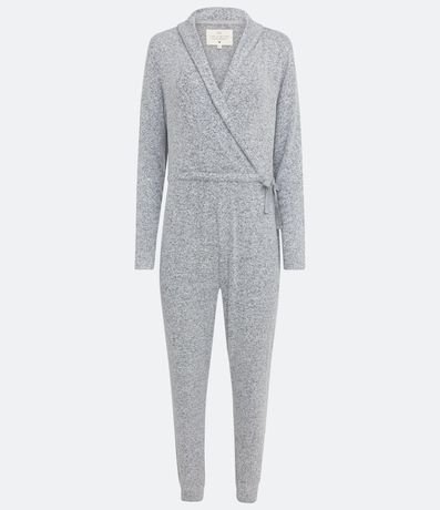 Pijama Mono Largo en Punto con Lazo en la Cintura 4