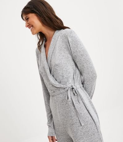 Pijama Mono Largo en Punto con Lazo en la Cintura 3