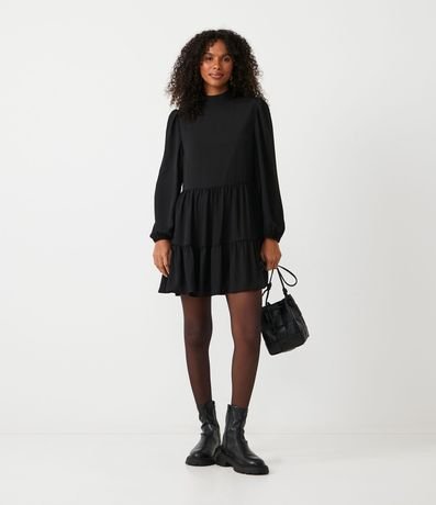 Vestido Corto en Chiffon con Botón en la Espalda 2